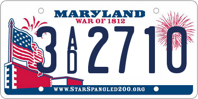 MD license plate 3AD2710