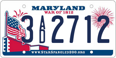 MD license plate 3AD2712