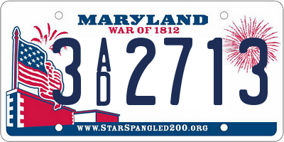 MD license plate 3AD2713