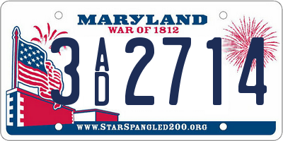 MD license plate 3AD2714