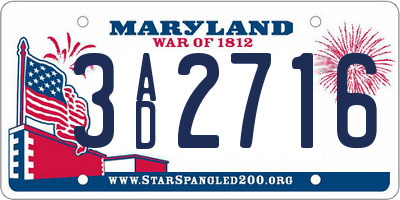 MD license plate 3AD2716