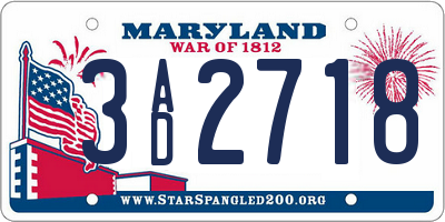MD license plate 3AD2718