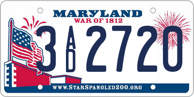 MD license plate 3AD2720