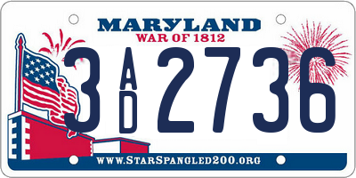 MD license plate 3AD2736