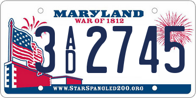 MD license plate 3AD2745