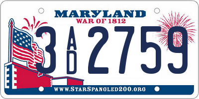 MD license plate 3AD2759