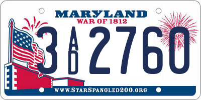 MD license plate 3AD2760