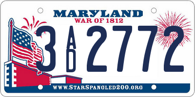 MD license plate 3AD2772