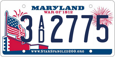 MD license plate 3AD2775