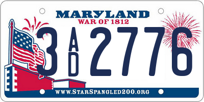 MD license plate 3AD2776