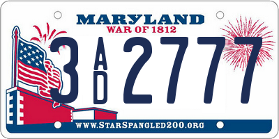 MD license plate 3AD2777