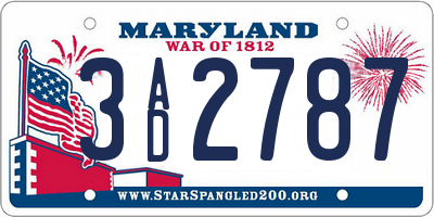 MD license plate 3AD2787