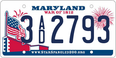MD license plate 3AD2793