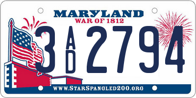 MD license plate 3AD2794