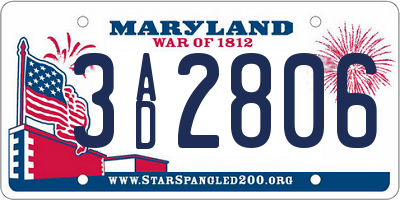 MD license plate 3AD2806
