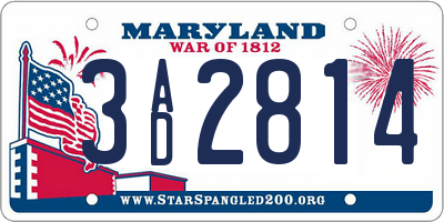 MD license plate 3AD2814