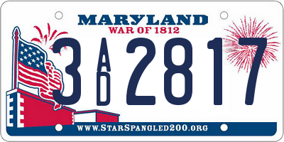 MD license plate 3AD2817