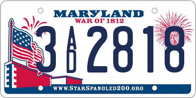 MD license plate 3AD2818