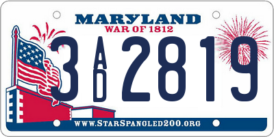 MD license plate 3AD2819