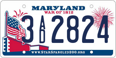 MD license plate 3AD2824