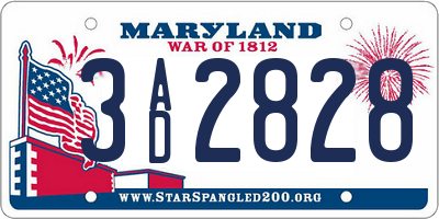 MD license plate 3AD2828