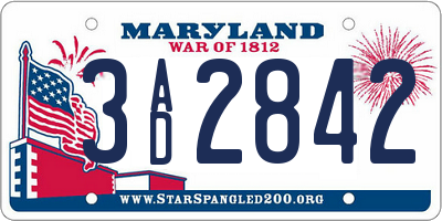 MD license plate 3AD2842