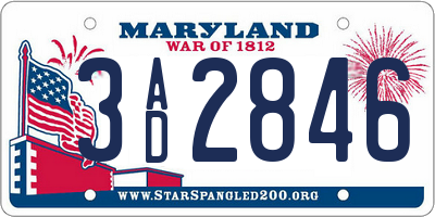 MD license plate 3AD2846
