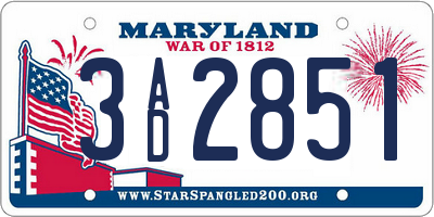 MD license plate 3AD2851