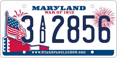MD license plate 3AD2856