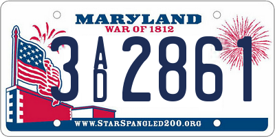 MD license plate 3AD2861