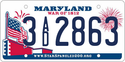 MD license plate 3AD2863