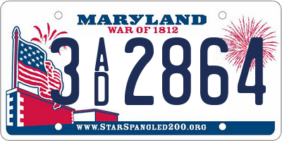 MD license plate 3AD2864