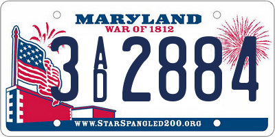 MD license plate 3AD2884