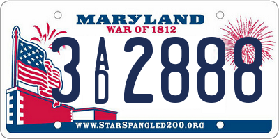 MD license plate 3AD2888