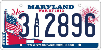 MD license plate 3AD2896