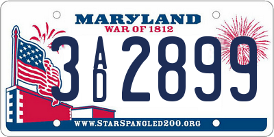 MD license plate 3AD2899
