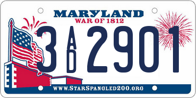 MD license plate 3AD2901