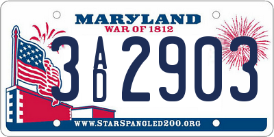 MD license plate 3AD2903