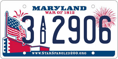 MD license plate 3AD2906