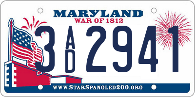 MD license plate 3AD2941