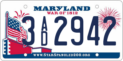 MD license plate 3AD2942