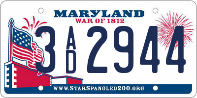 MD license plate 3AD2944