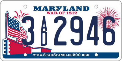 MD license plate 3AD2946
