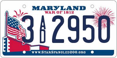 MD license plate 3AD2950