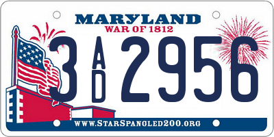 MD license plate 3AD2956