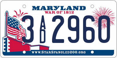 MD license plate 3AD2960
