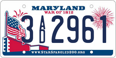 MD license plate 3AD2961