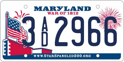 MD license plate 3AD2966