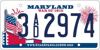 MD license plate 3AD2974
