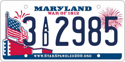 MD license plate 3AD2985